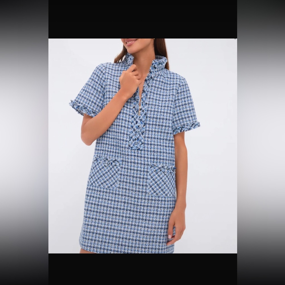 Tuckernuck Light Blue Tweed Short-Sleeve Shift Dress